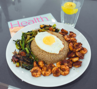 Malaysian Inspired Egg Prawn Stir-Fry With Quinoa