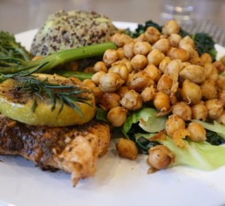 Rosemary Spiced Salmon & Chickpeas With Kale & Quinoa