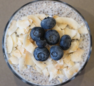 Roasted Coconut & Blueberry Chia Pudding
